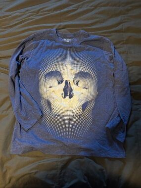 The Children's Place Blue Long-Sleeve Shirt with Cream Skull Graphic